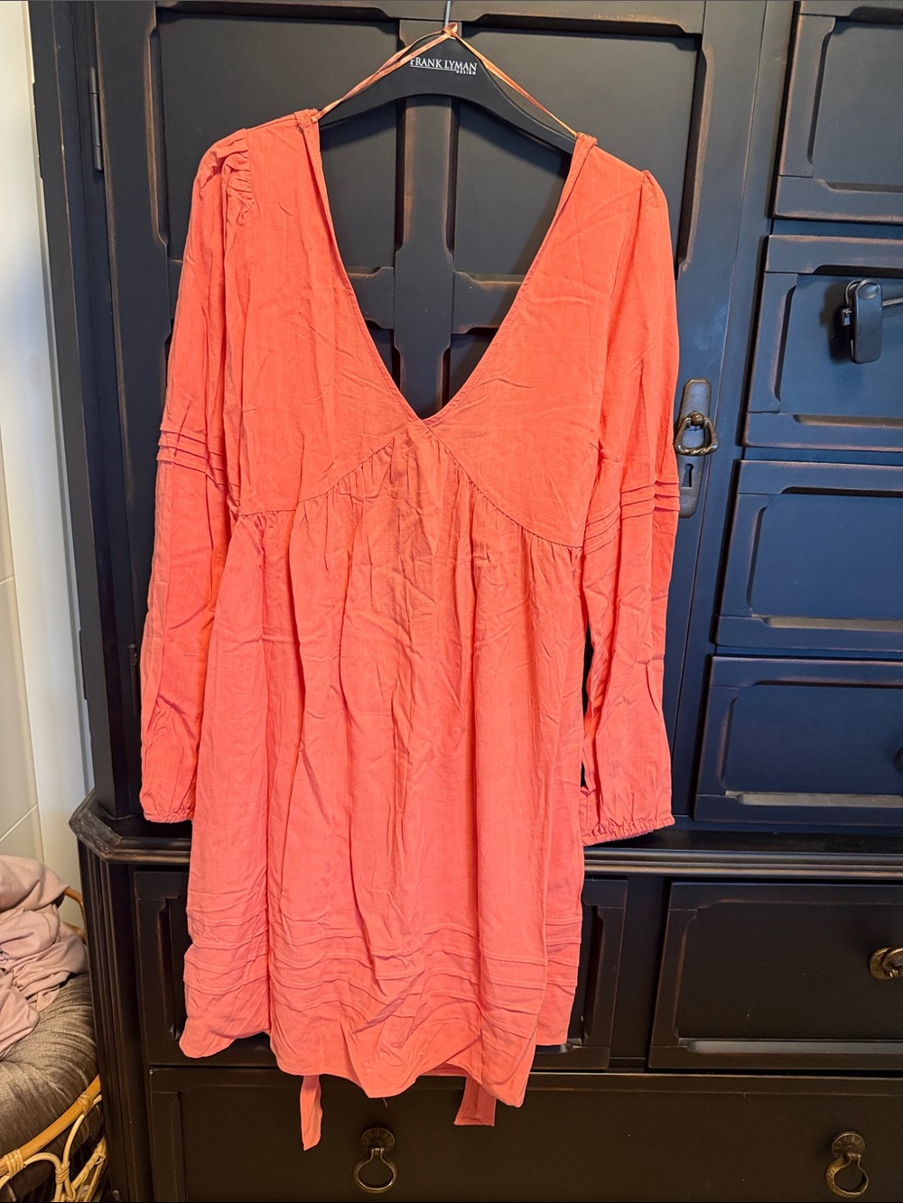 Love Stitch Coral V-Neck Maxi Dress